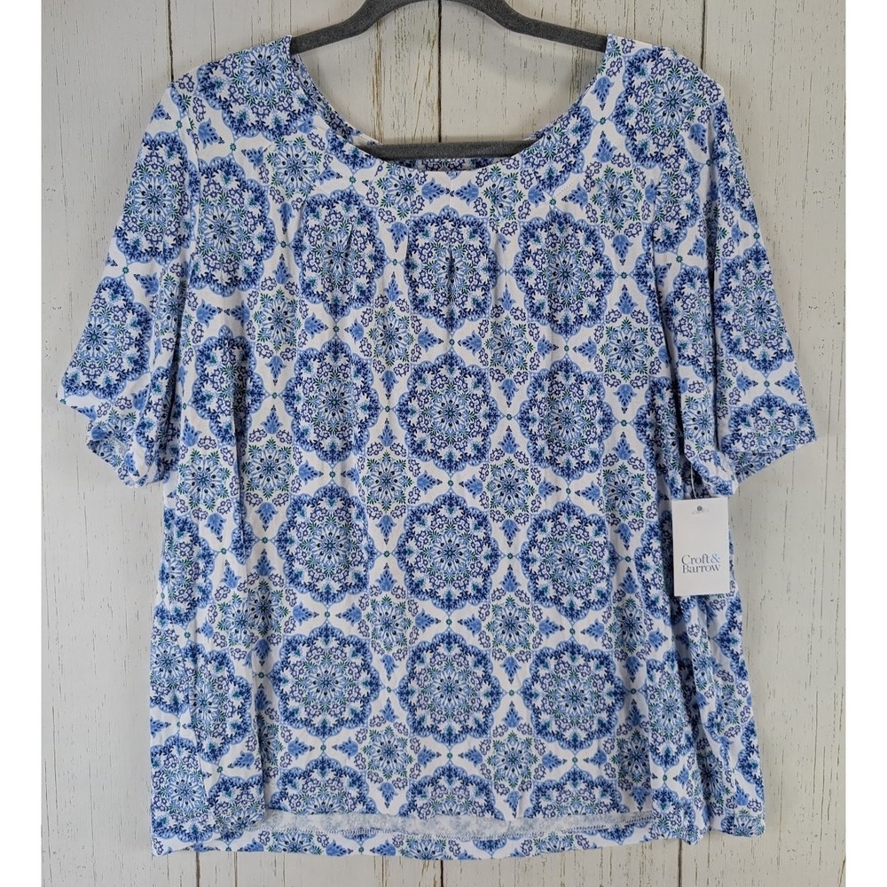 Croft & Barrow Blue and White Patterned Blouse